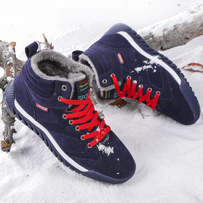 New Winter Men's Snow Boots Waterproof Men Winter Ankle Boots Big Size Plush Shoes Outdoor Hiking Shoe Warm Sneakers Men Shoes