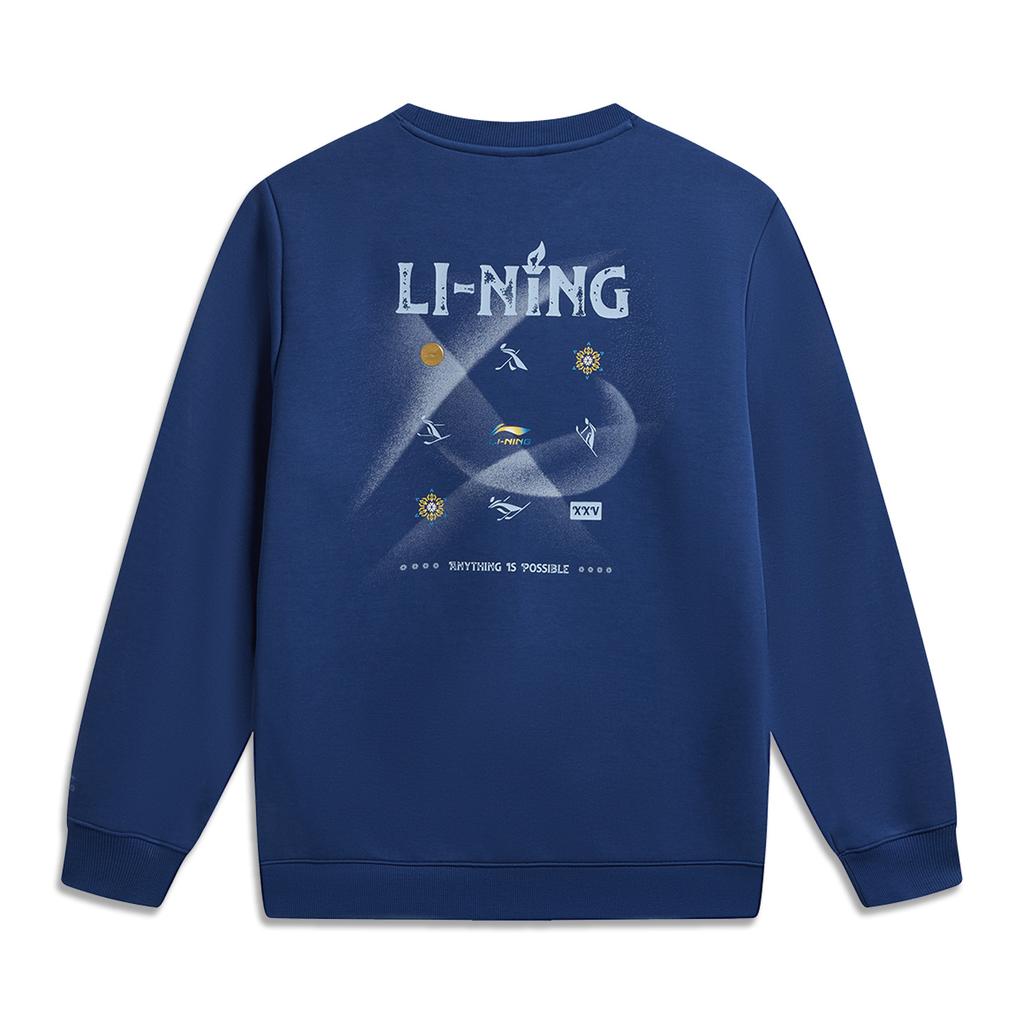 Li Ning DNA Series Winter Sports Inspired Limited American Retro Casual Fashion Versatile Logo Crew Neck Pullover Sweatshirt Men sweatshirt AWDWC13-2