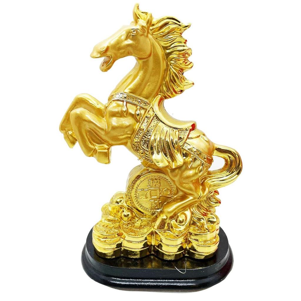Exclusive Golden Set of 1 Polyresin Fengshui Victory Running Horse for Positive Energy Vibrations