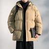 Cotton clothes men's winter thickened loose solid color windproof warm hooded casual down cotton bread clothes trendy brand jacket