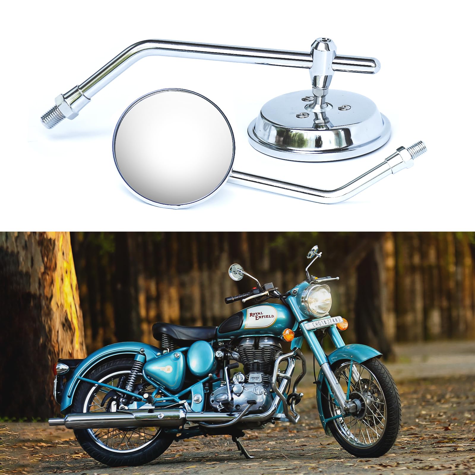 

WTZMOTO Motorcycle Rearview Mirror (Chrome-M10)