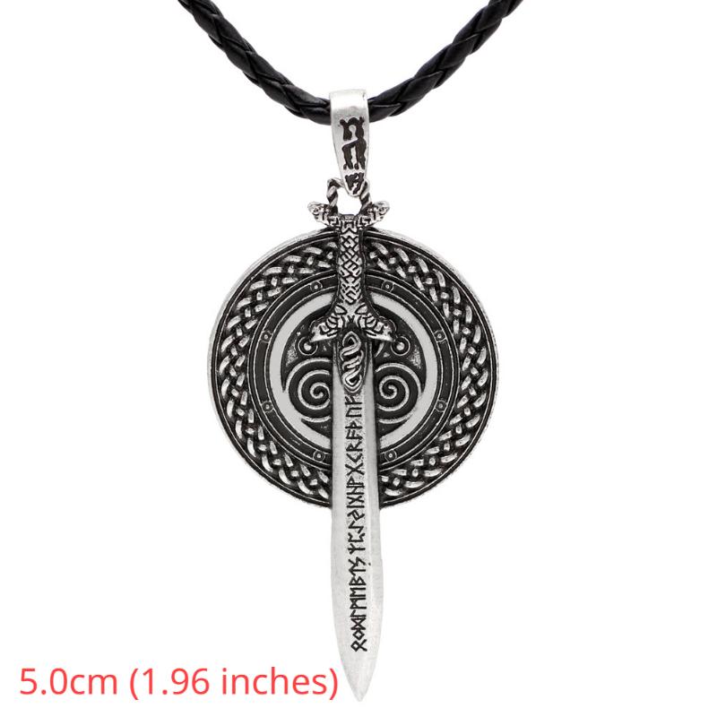 New Nordic Stainless Steel Viking Warrior Sword Shield Men's Pendant Necklace
