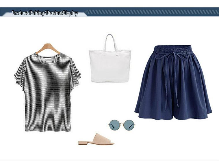 Women's Plus Size Elastic Waist Wide Leg Shorts - Summer Casual Korean Style