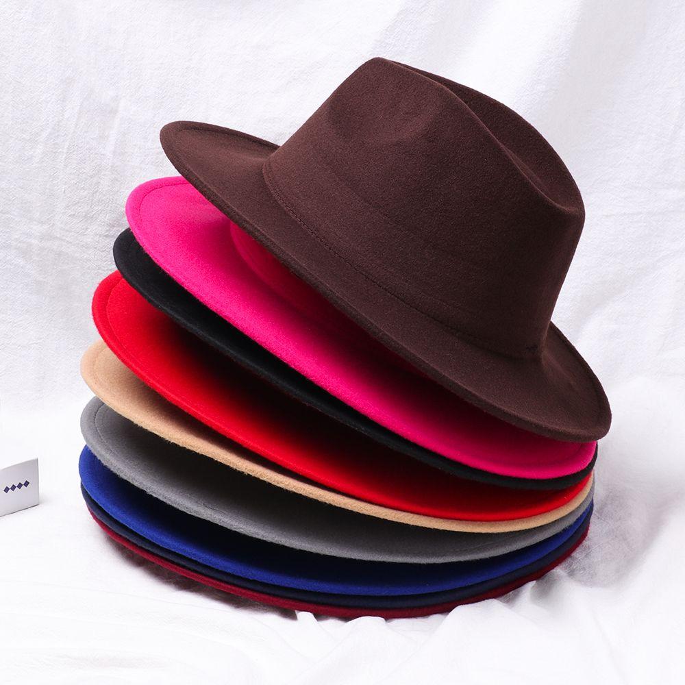 New Fashion Women Men Woolen Wide Brim Dress Dance Party Panama Cowboy Hat Jazz Cap Fedora Hat