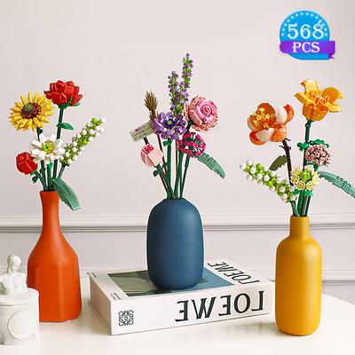 Blocs de construction de Bouquet de roses romantiques, idées de modèle de Simulation de briques, décoration de maison, jouets DIY pour filles, cadeaux sans boîte