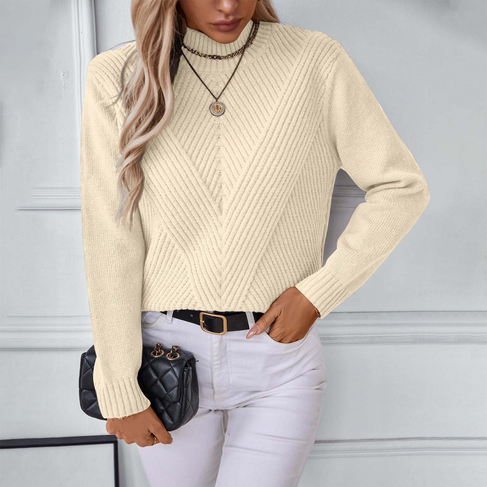 

Однотонный женский свитер с длинными рукавами и высокой горловиной XL хаки