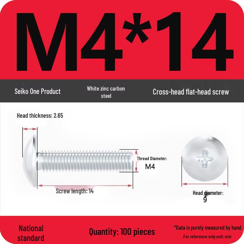 White Zinc M3-M6 Phillips Flat Head, Pan Head, and Mushroom Head Machine Screws