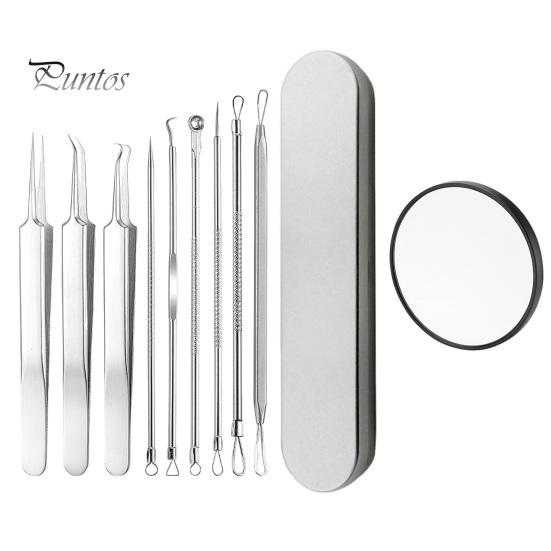 

Набір інструментів для видалення вугрів Професійний засіб для видалення вугрів з футляром і 5-кратним збільшувальним склом для видалення прищів Чорних крапок Видалення прищів Лоб Обличчя Ніс 11pcs