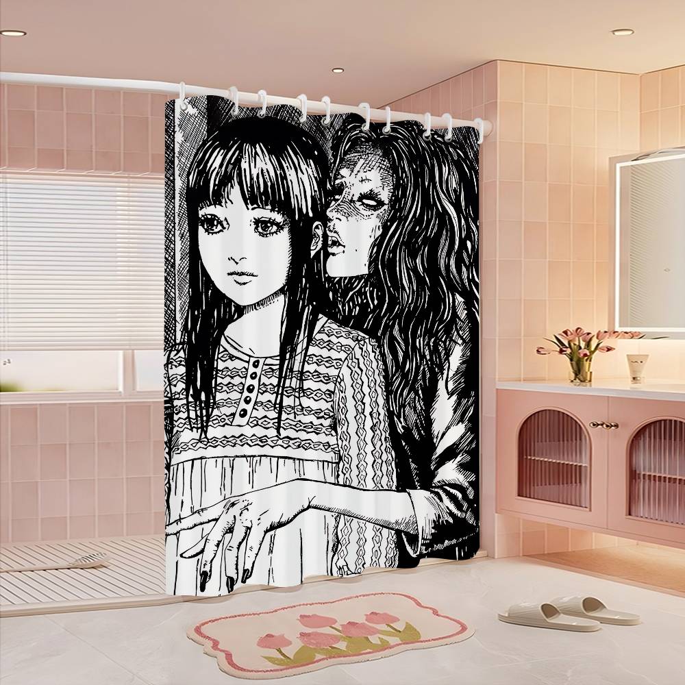 J-Junji Ito T-Tomie 1PC Printed Shower Curtain Waterproof Washable With 12 Hooks Bathroom Shower Home Use