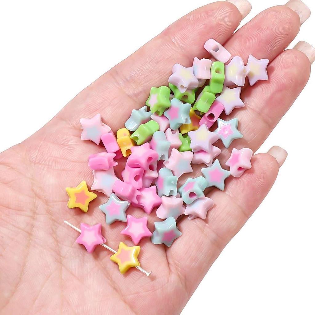 Håndlaget Armbånd Perler Akryl Tofargede Perler Pentagram Løse Perler Håndperlede Perler Halskjede Håndlaget DIY Perlehalskjede Smykketilbehør