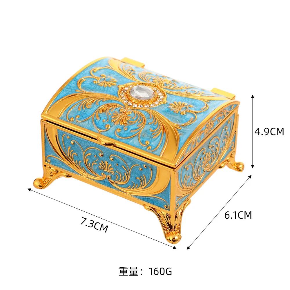 New rectangular jewelry box retro creative diamond-encrusted light luxury jewelry box home niche exquisite design storage box