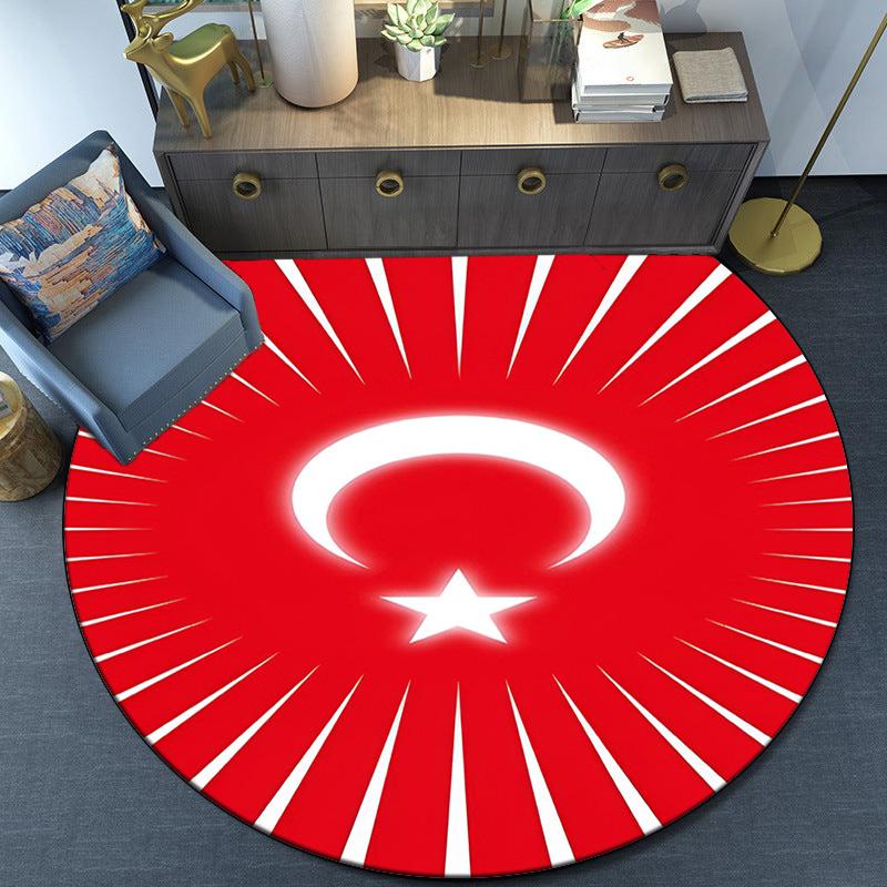 Turkish Football Emblem Round Rug for Livingroom,Bedroom, Palyroom, Chair Rug, Area Rug, Circle Carpet, Fan Christmas Gift