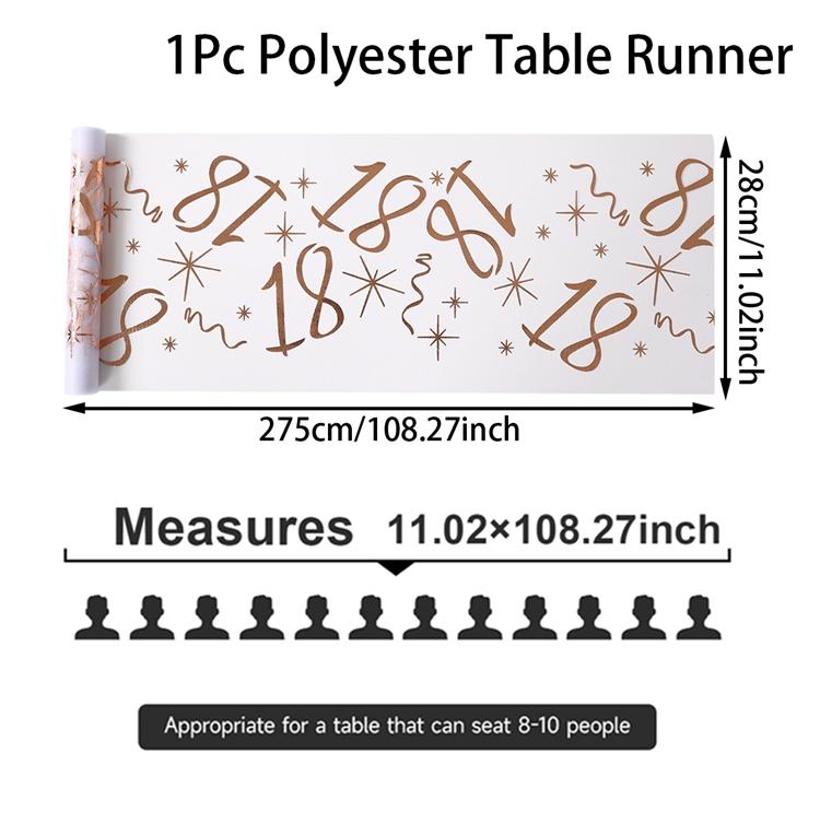 18 30 50 60 70th Birthday Table Runner Birthday Table Party Supplies Rose Gold Hot Stamping Mesh Table Runner Birthday Decor