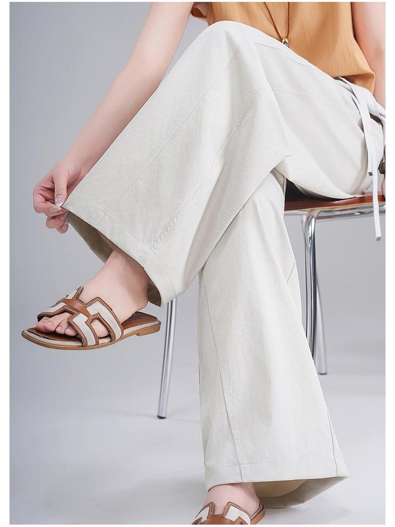 2026 Sommer Damen High Waist Locker Weiter Bein Bodenlang Fließende Hose
