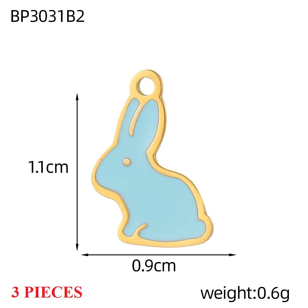 3PCS/LOT CARLIDANA Enamel Turtle Rabbit Bear Charms, Colored Stainless Steel Pendants for Women DIY Necklace Jewelry