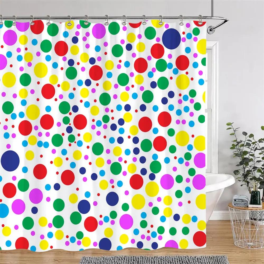 Perdea de duș cu buline, linie geometrică, colorată, culoare solidă, simplă, modernă, poliester, lavabilă, perdele de duș, decor pentru baie
