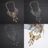 Skull Geometric Vintage Pendant Necklace With Tassel Chain For Gothic Punk Fans