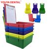 10pcs Dental Lab Storage Box Dentistry Mold Splitting Case Plastic Work Pans Tray Tool Turnover Container With Metal Clip Holder