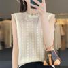 Women T-shirt Vest Wool Tank Summer Knitted T-shirt Sleeveless Basic Tees Knit Top O-neck Female