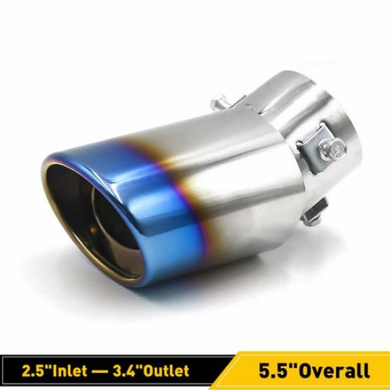 Car Exhaust Pipe Tip Rear Tail Throat Muffler Stainless Steel Round Accessories