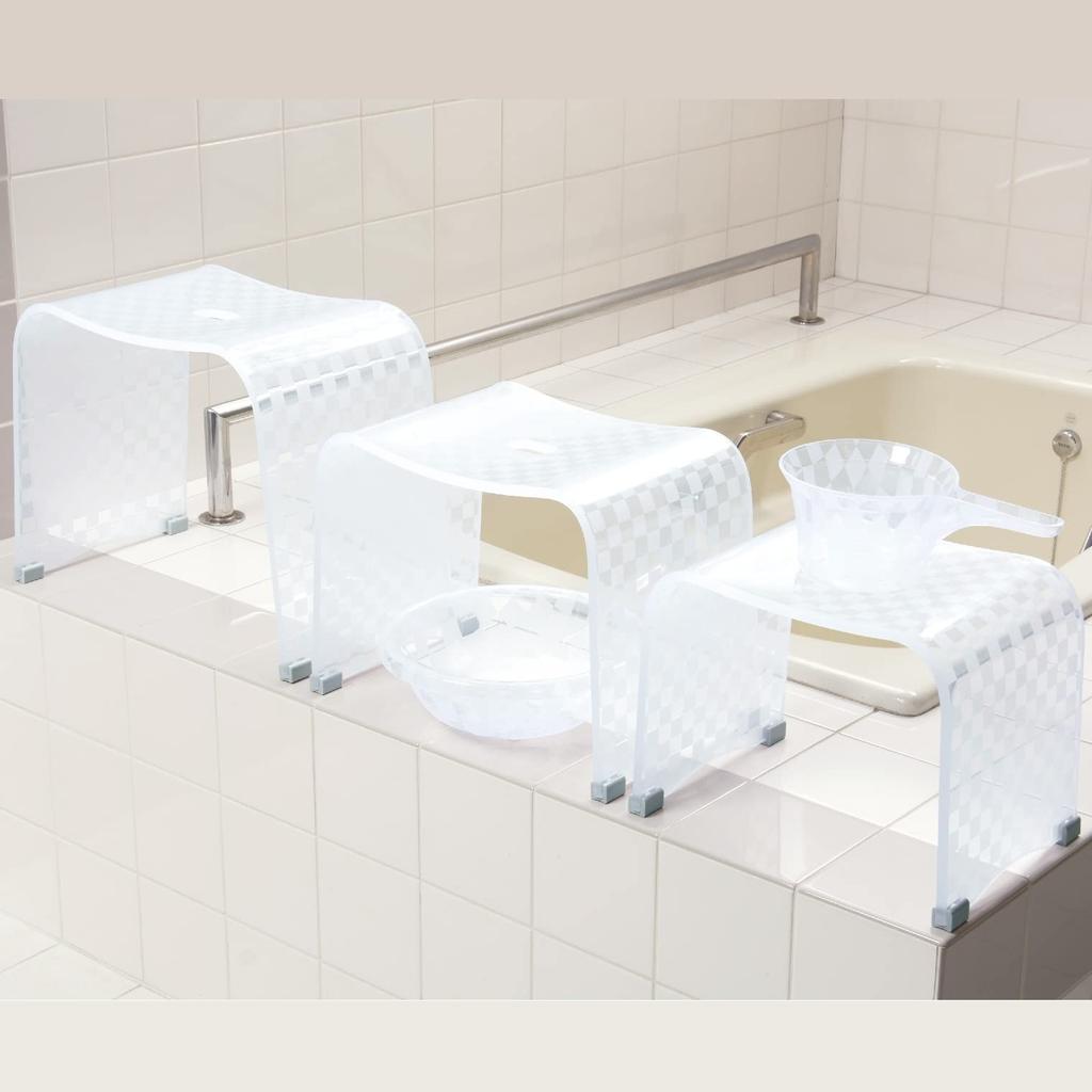 Senko Checker Hand Pail with Wash 15 x x cm Modern Checkered 71622 Handle, Basin, Approx. 27.5 10.3 (H), Ivory, Design,