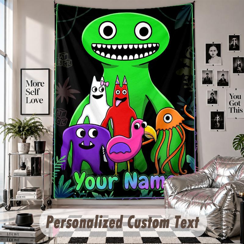 Wall Hanging Tapestry With Custom Name & Text, Garten of Banban Decorative Tapestry For Bedroom