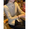 Autumn and Winter New Neck Knitted Bottoming Shirt Female Slim and Thin Design Sweater Pullover with Fashionable Inside