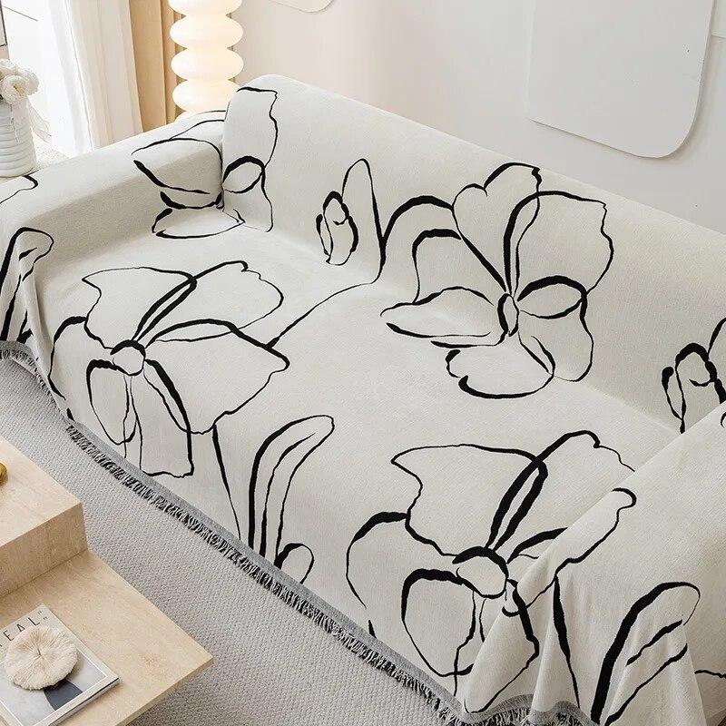 Floral Chenille Sofa Cover Modern Couch Blanket Universal Slipcover for Living Room Decor 1/2/3/4 Seats