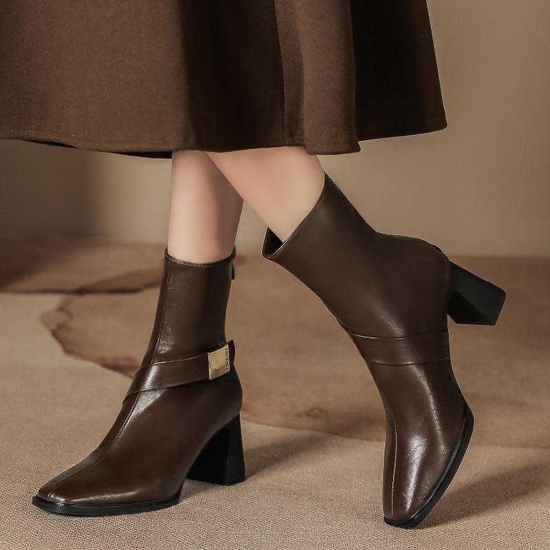 H9537-2 short boots women's new autumn and winter Martin boots thick heel rear zipper thin fashion single boots