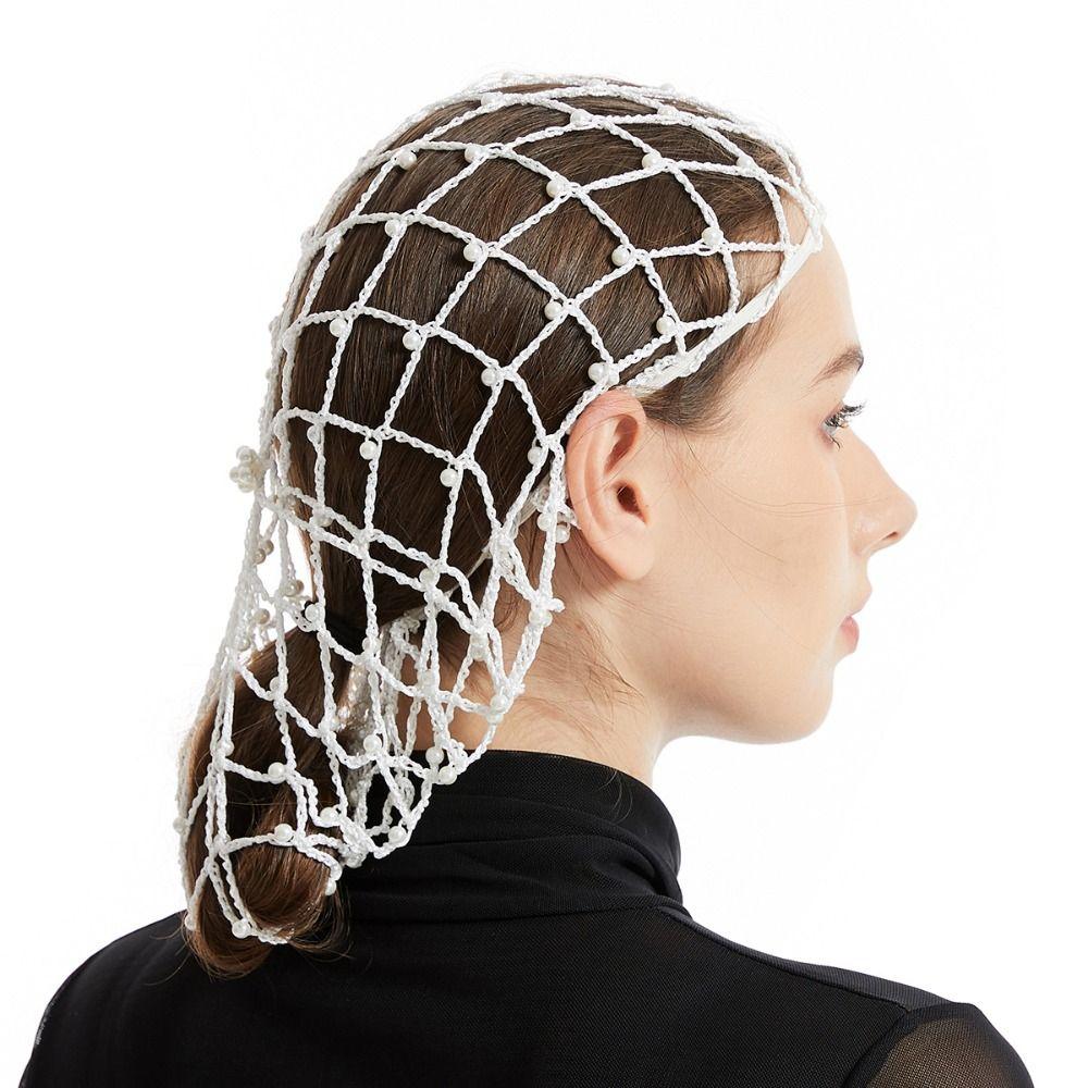 Pärlstickad Hålnätshalsduk Hårnät Håraccessoarer Elastisk Halsduk Dam