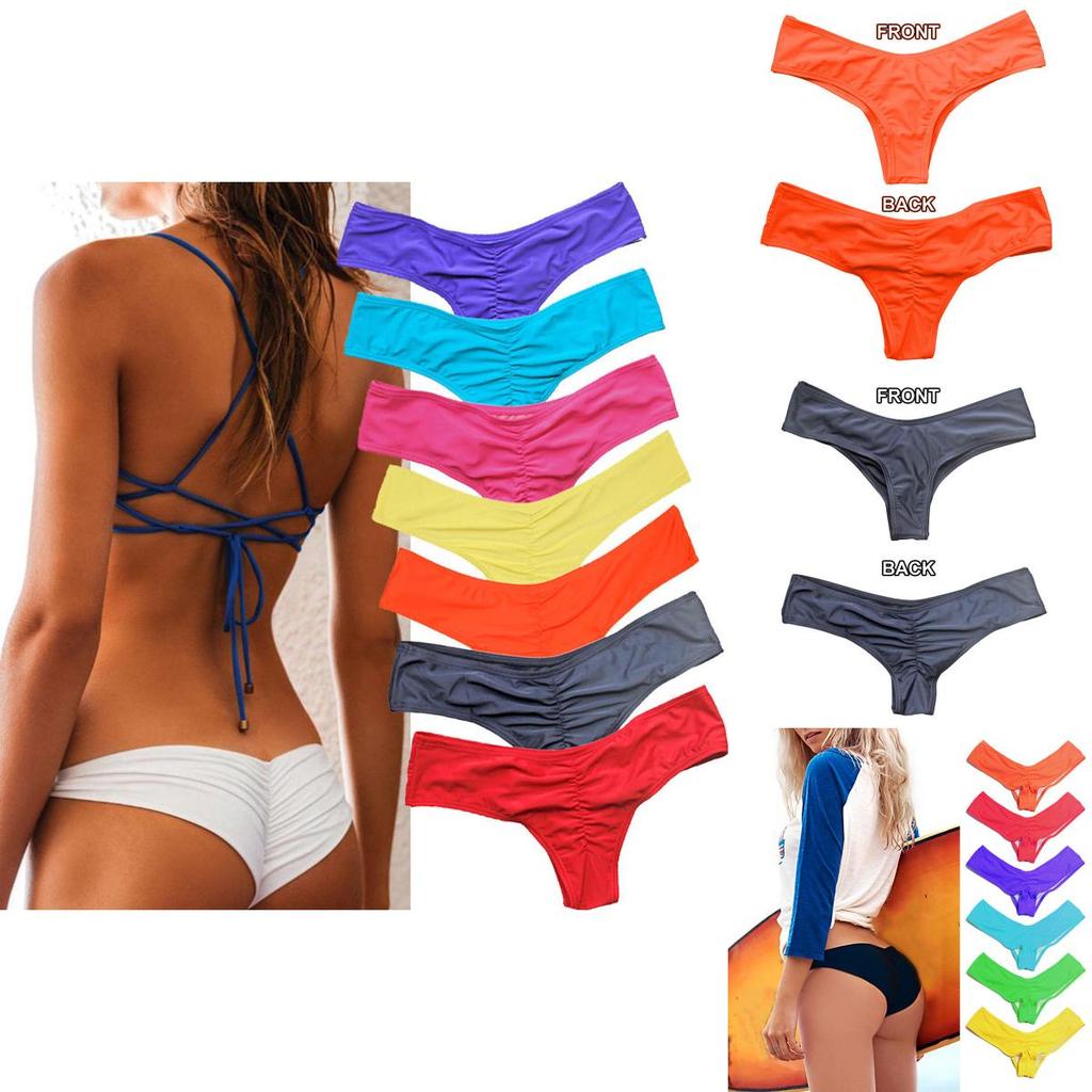 Luxurious Women Brazilian G-string Briefs With Elegant Ruffles For Beachwear