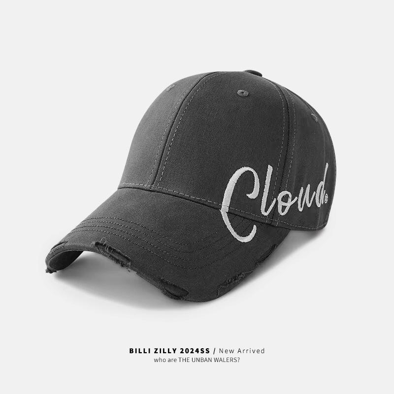 

Black Hardtop Cap Summer Letters Big Head Hat Baseball Cap Sun Hat Tide Embroidery Average size (55-59cm) сірий колір