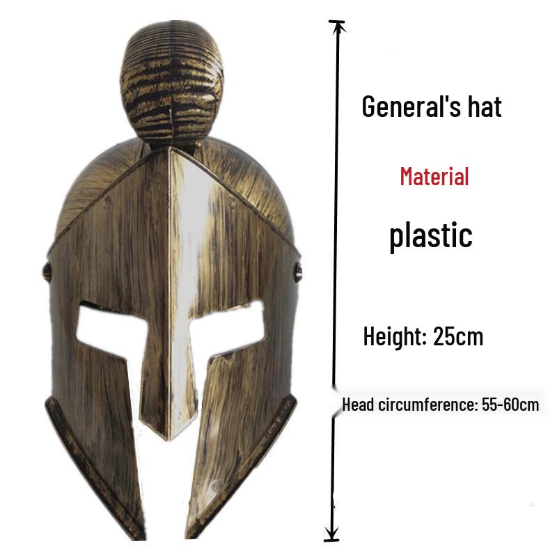 Spartan Warrior Helmet & Shield - Cosplay Samurai Knight Headdress Props One Size