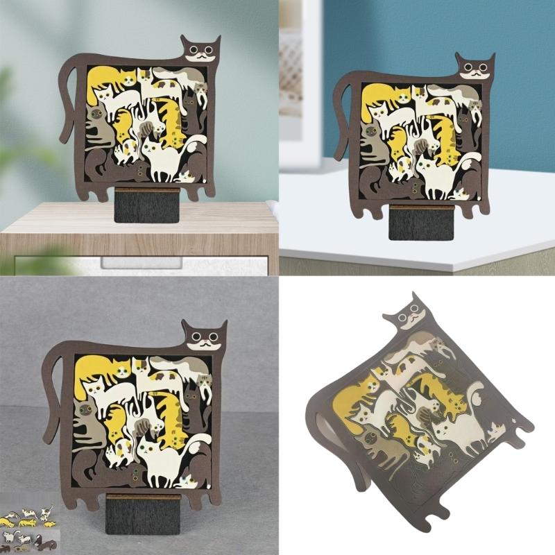 Educational Wooden Cats Puzzle Toy Table Game for Children Enhancing Cognitive Skills and Creativity at Homes or School