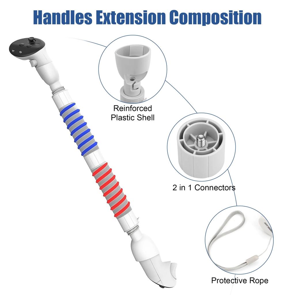 VR Game Handle Attachments Accessories Fit for Meta Quest 3 Controllers,VR Handles Extension Grips for Playing Beat Saber, Gorilla Tag Long Arms Grips
