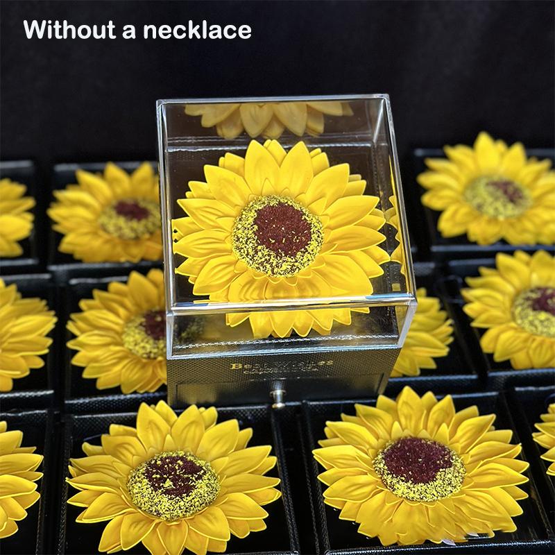 

Zircon Sunflower Pendant Necklaces Female Gift Box For Girlfriend Mother S Day I Love You Gifts Set Trendy Wedding Jewelry Box A2