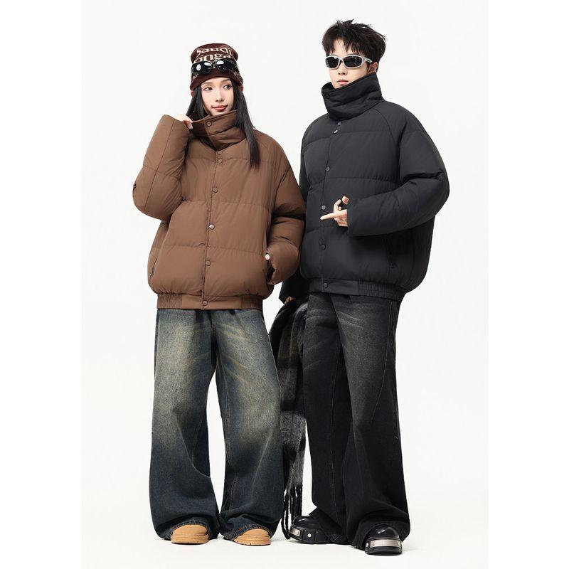 Wassup American Retro Stand-Up Collar Jacket Cotton Short Coat Couple High Street Trendy Casual Warm Cotton Jacket for Men