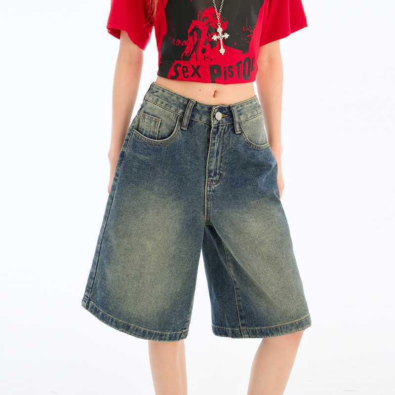 

Women s Retro Washed Denim Shorts, Summer 2025 Style, Loose Fit, Slimming, Trendy Mid-Length. 2XL
