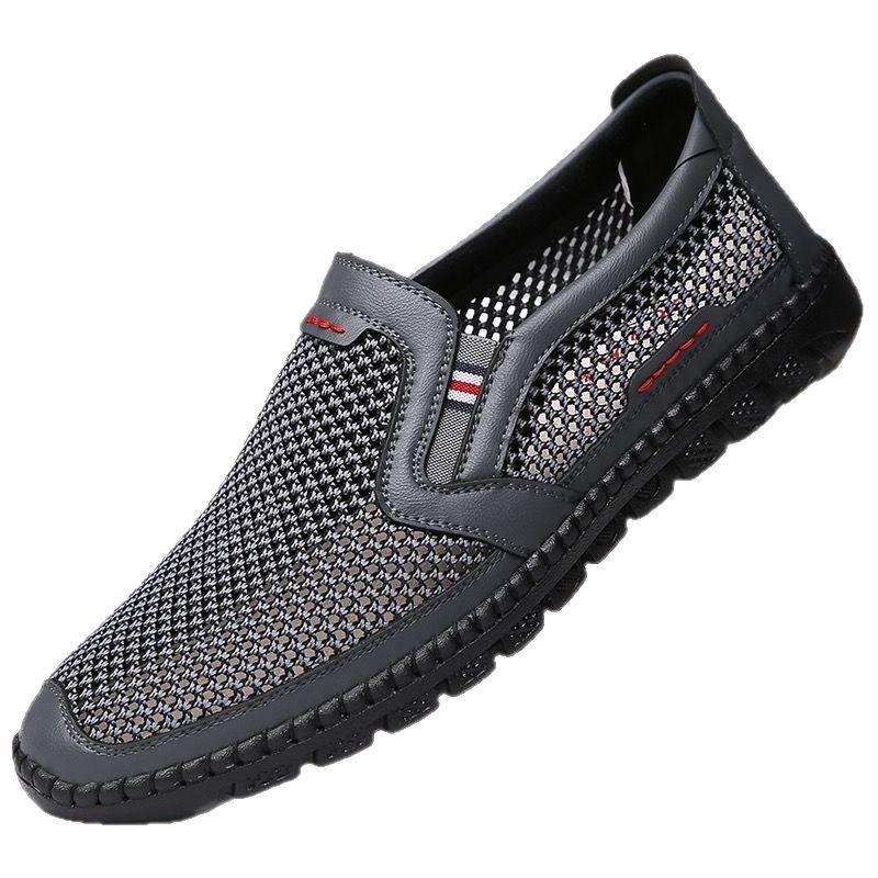 Casual shoes men's leather shoes breathable and versatile men's soft sole comfortable low-top sandals mesh shoes