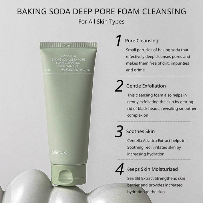 CELIMAX Baking Soda Deep Pore Foam Cleansing 150ml / Moisturizing, Korean Cosmetics, Kbeauty