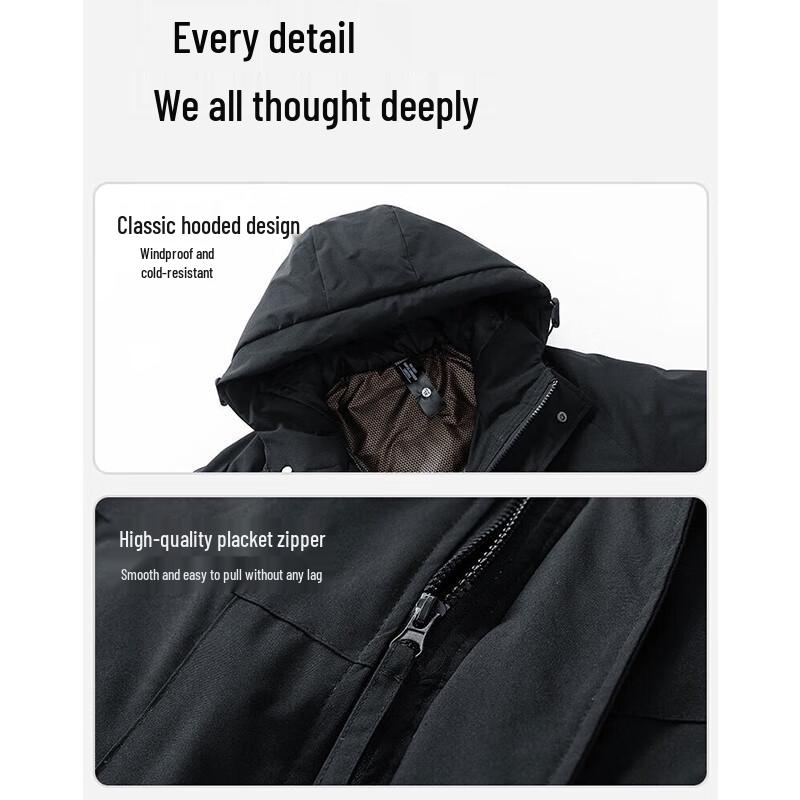 NASA MARVEL Męska Zimowa Outdoorowa Wiatroszczelna Wodoodporna Ciepła Pikowana Kurtka z Kapturem