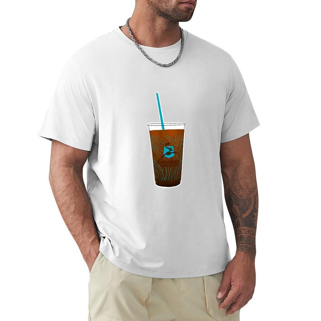 Caribou Iced Coffee Tshirt Large Size Casual Short Sleeve Top