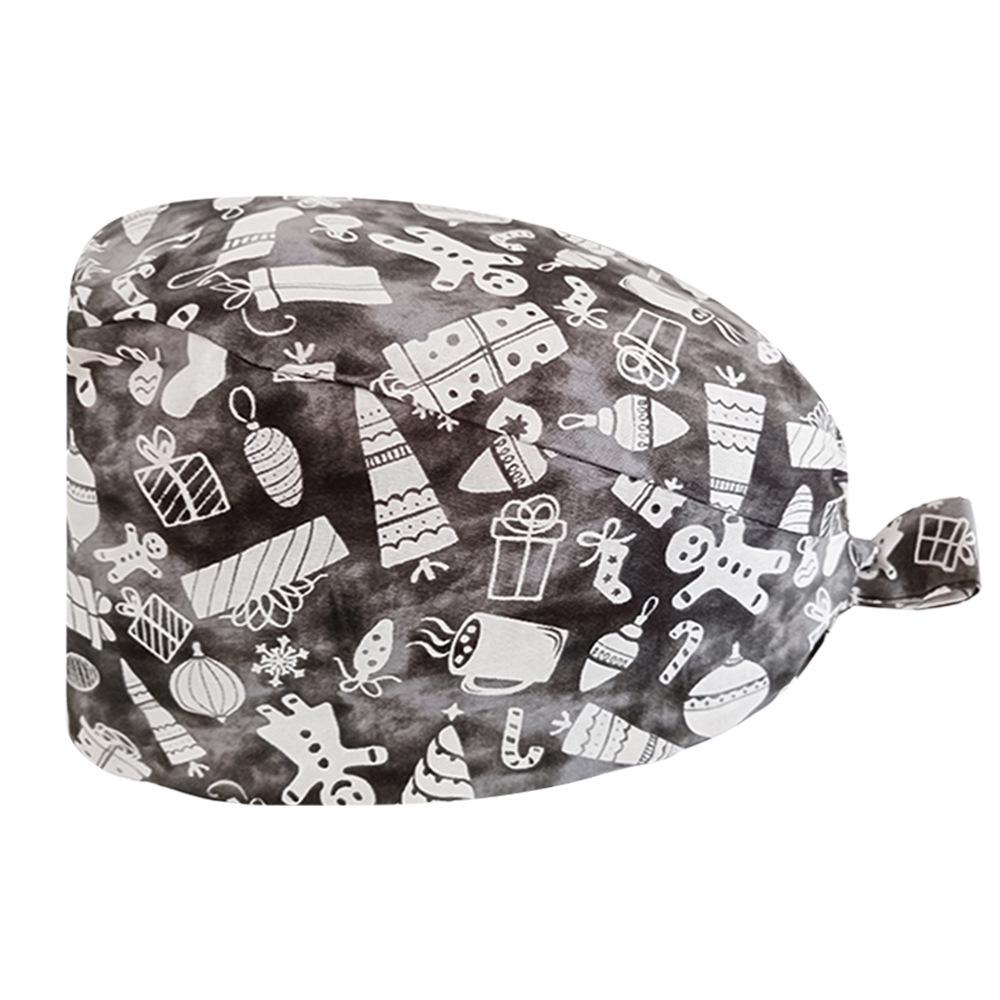 Cute Christmas Cartoon Surgical Cap - Comfortable Cotton Dustproof Head Cover for Chefs & Nurses