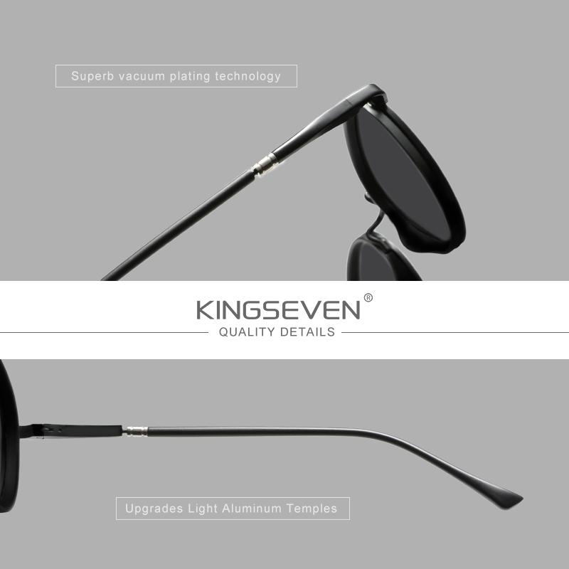 KINGSEVEN Lunettes de Soleil Rondes Décontractées Originales Homme Polarisées UV400 Lunettes de Soleil Mode Rétro de Luxe Femmes Lunettes de Conduite Pêche