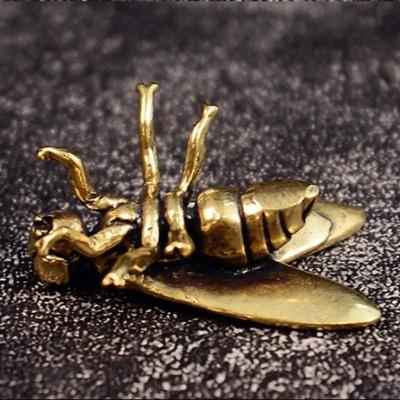 Office Desktop Decor Brass Fly Figurine, Vintage Craft Metal Insect Animal Statue for Home, Miniature Piece