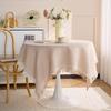 Pastoral White Tassel Tablecloth - French-Inspired Cotton Linen for Coffee and Bedside Tables