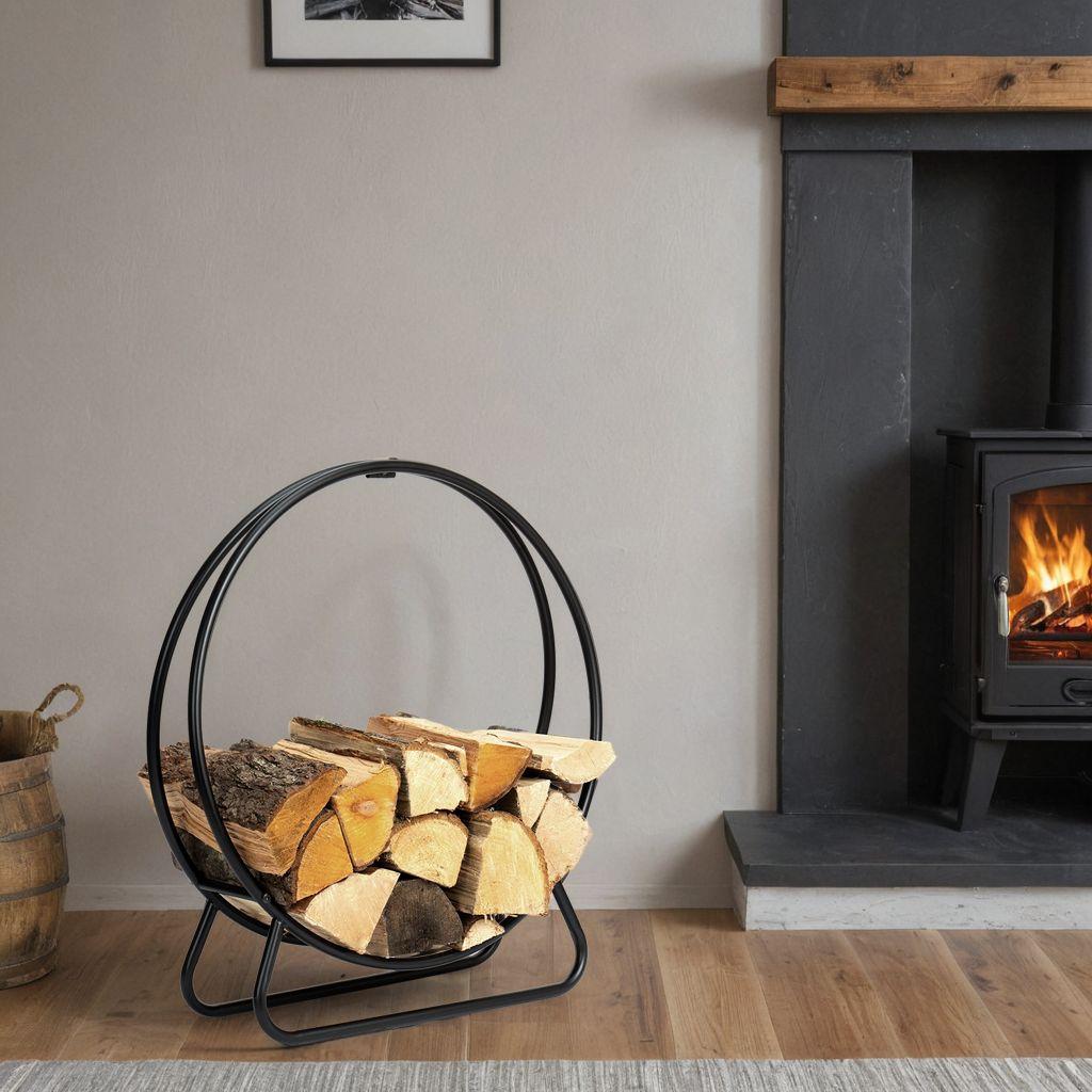 Hobro Black Metal Firewood Rack Wheel