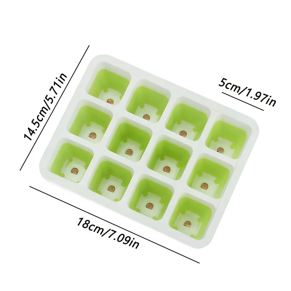 Силиконовый набор лотков для рассады, многоразовый стартовый лоток на 12 ячеек для проращивания семян, силиконовый лоток для рассады для проращивания растений зелёный