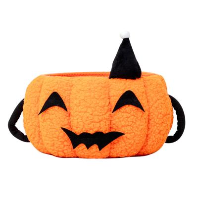Baby Toy Basket Hand-Woven Cotton Rope Storage Basket For Baby Toys Halloween Pumpkin-Shaped Candy Holder Mini Desktop Organizer