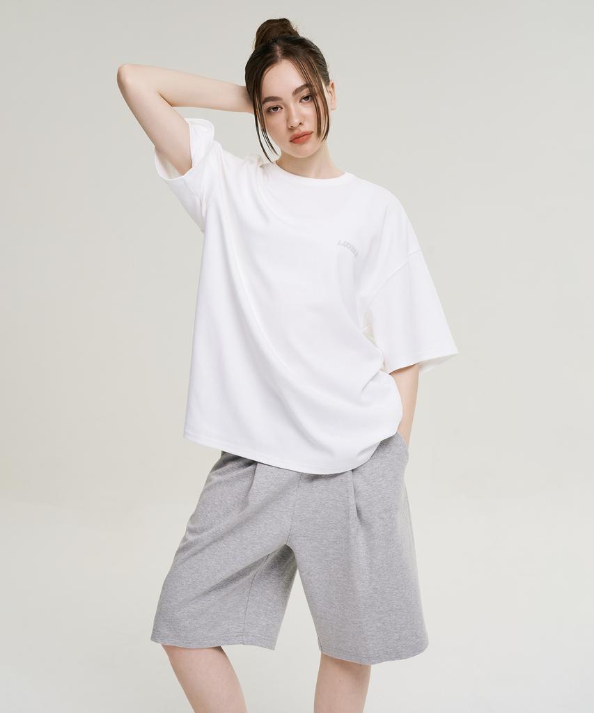 Leijibi One-Pleat Giant Fit Fresh Bermuda Pants W Melange Grey